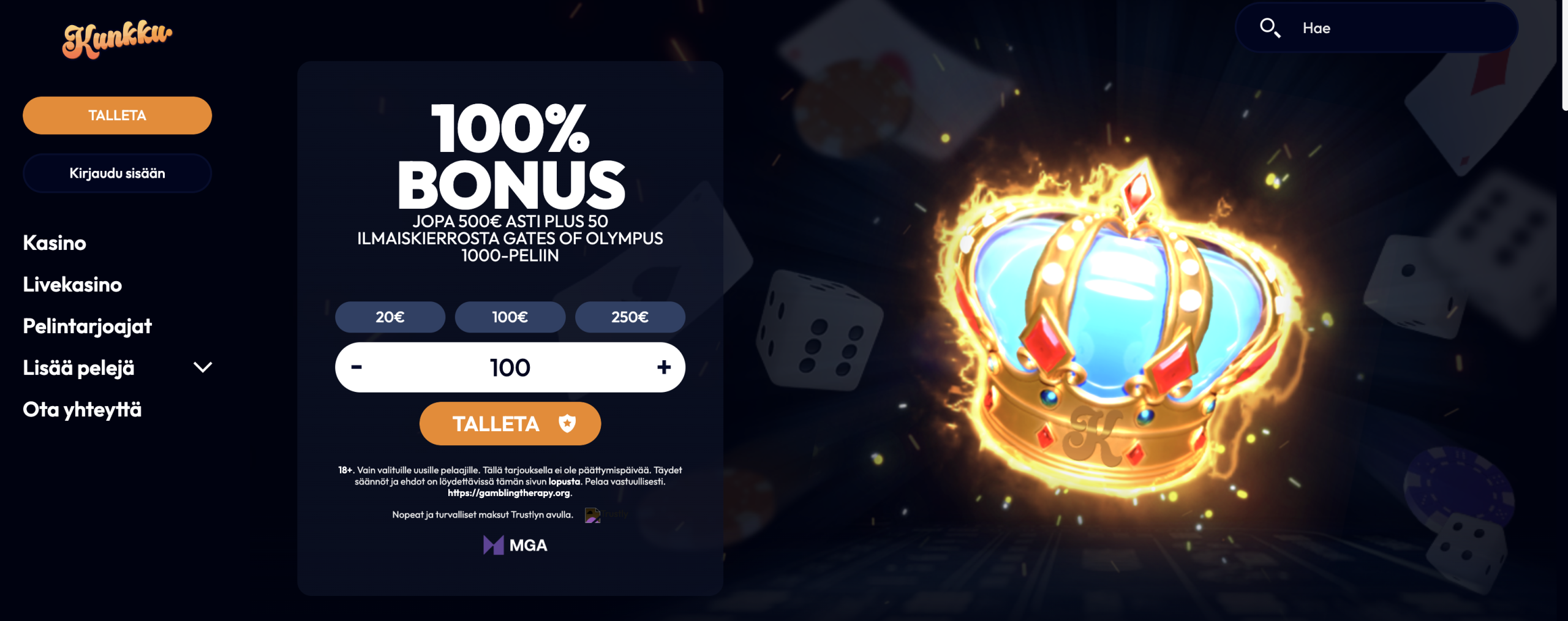 kunkku kasino Bonus